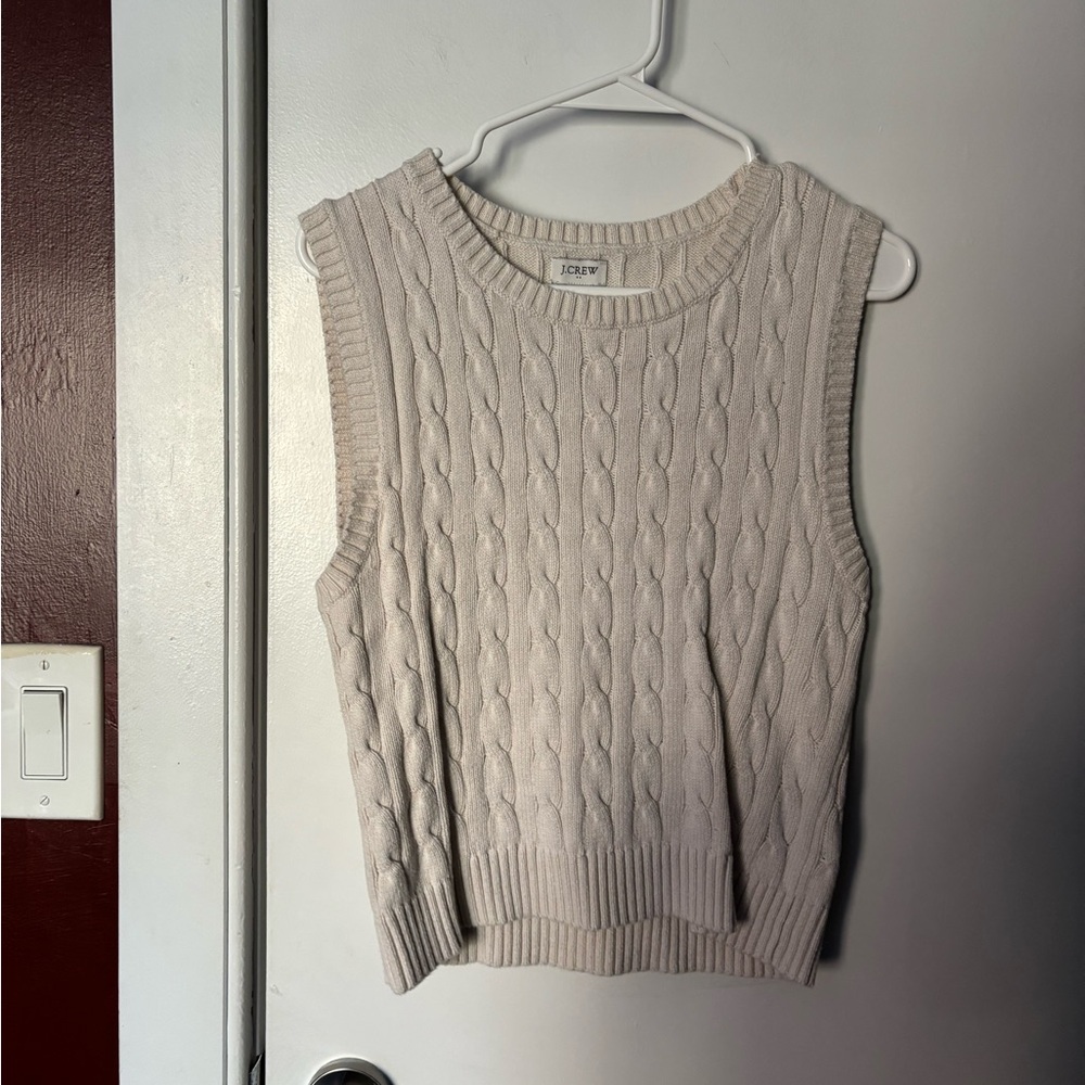 J.Crew Factory Cable Knit Sweater Vest, Cream/Ivory Size Small